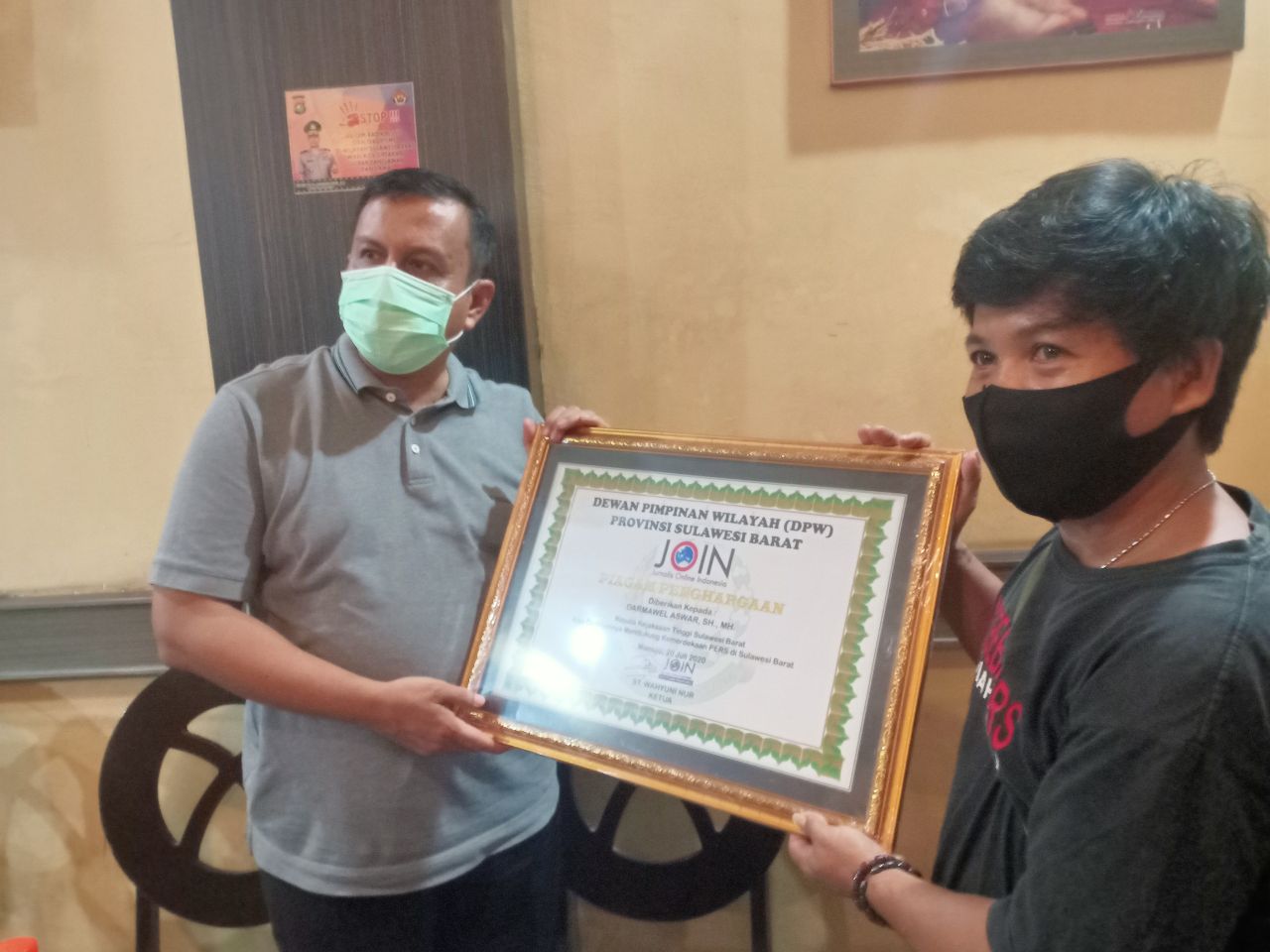 Dinilai Mendukung Kemerdekaan Pers , Kajati Dapat Penghargaan dari JOIN Sulbar