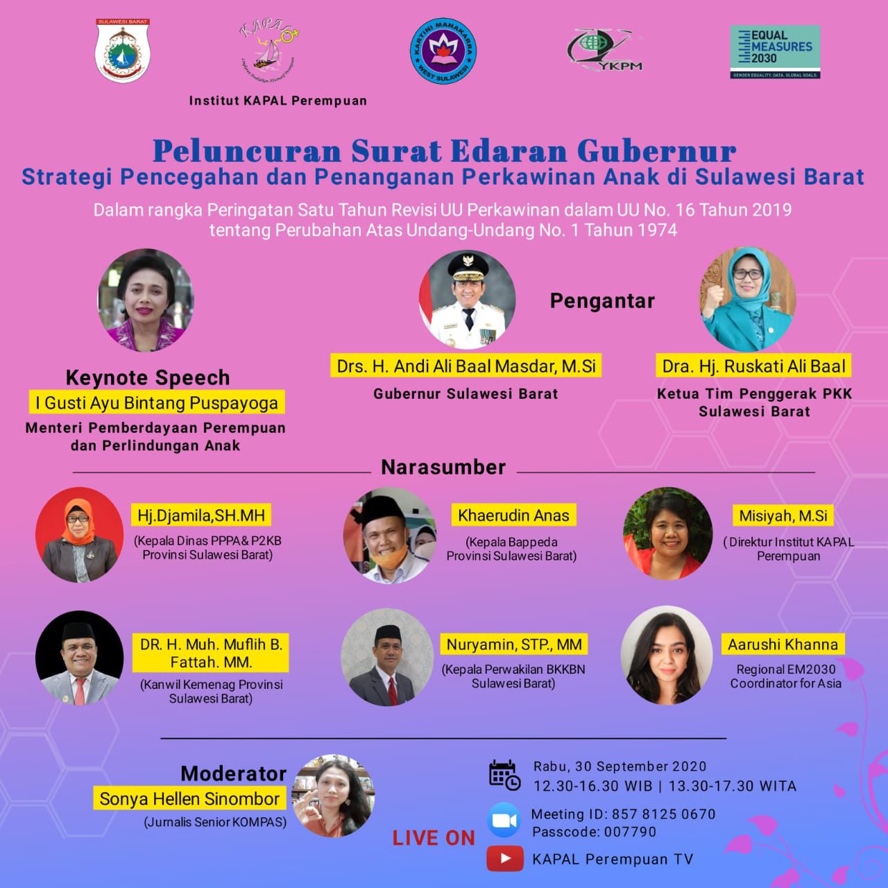 LSM Pemerhati Dukung Peluncuran Surat Edaran Gubernur Sulbar tentang Strategi Pencegahan dan Penanganan Perkawinan Anak